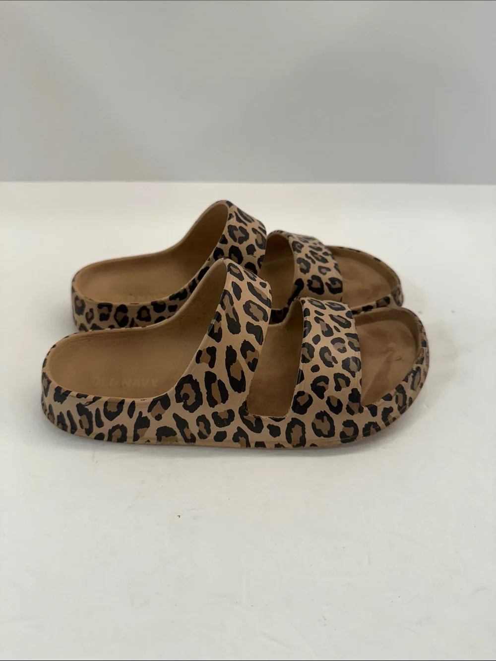 Kids Cheetah Print Double Strap Slide Sandals Size 1-2
